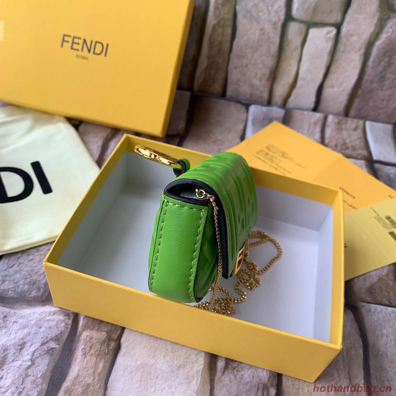 FENDI NANO BAGUETTE CHARM nappa leather 7AR844 Green