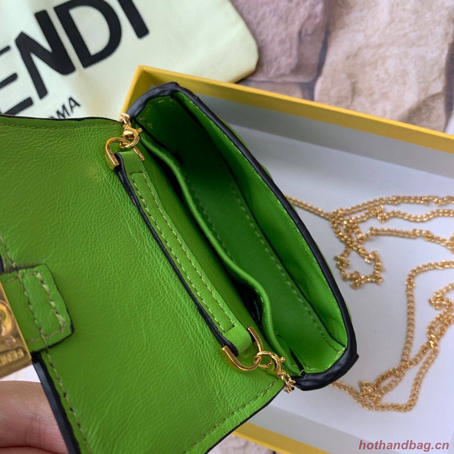 FENDI NANO BAGUETTE CHARM nappa leather 7AR844 Green