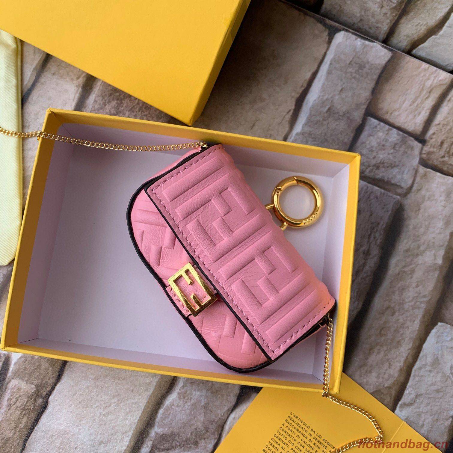 FENDI NANO BAGUETTE CHARM nappa leather 7AR844 Pink