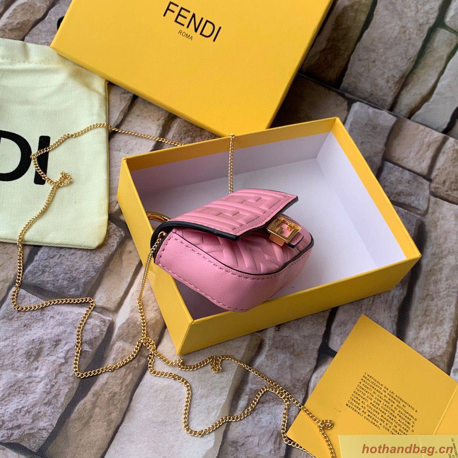 FENDI NANO BAGUETTE CHARM nappa leather 7AR844 Pink