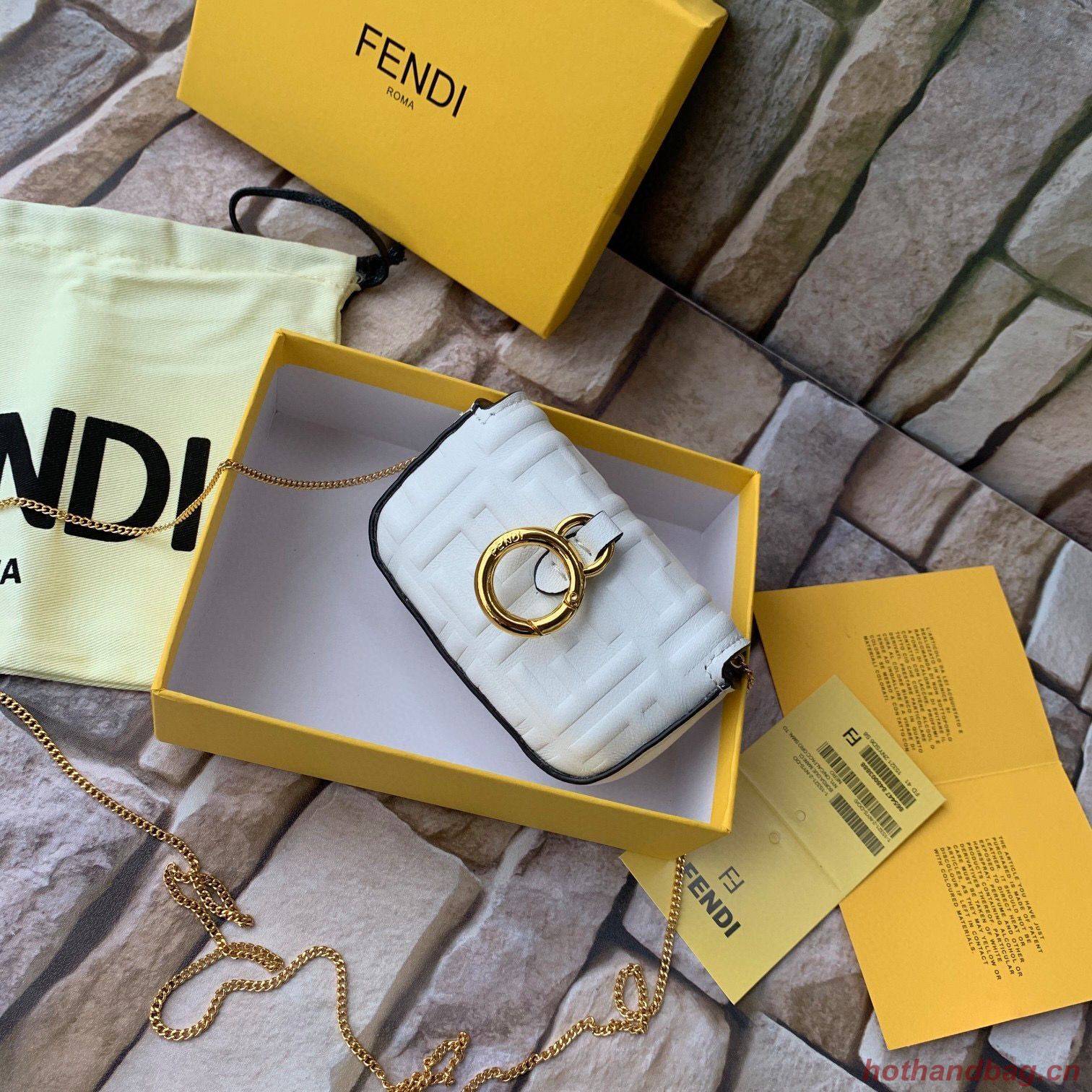 FENDI NANO BAGUETTE CHARM nappa leather 7AR844 White