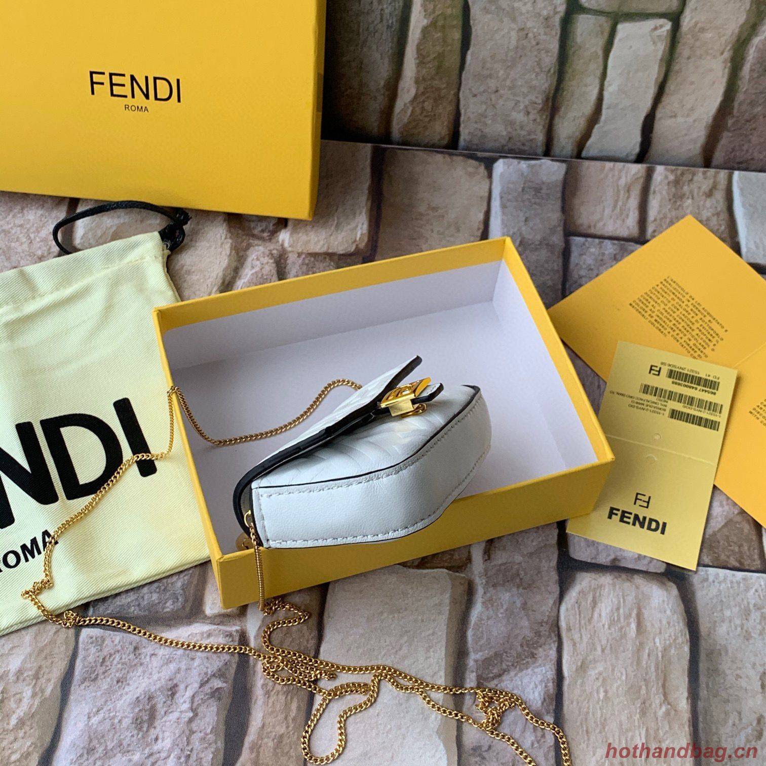 FENDI NANO BAGUETTE CHARM nappa leather 7AR844 White