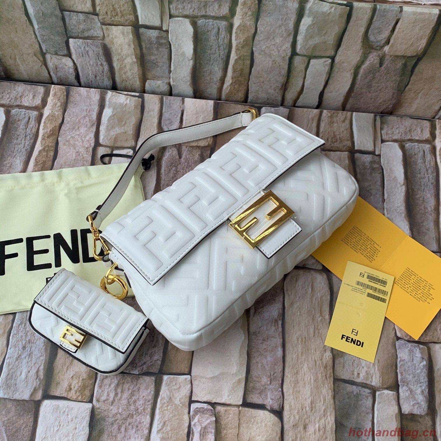 FENDI NANO BAGUETTE CHARM nappa leather 7AR844 White