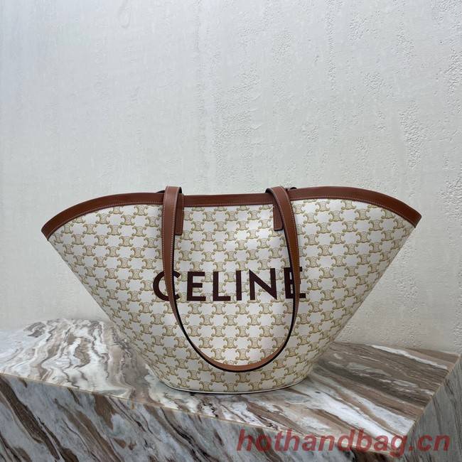 Celine MEDIUM COUFFIN BAG IN TRIOMPHE CANVAS CELINE PRINT 196262 WHITE