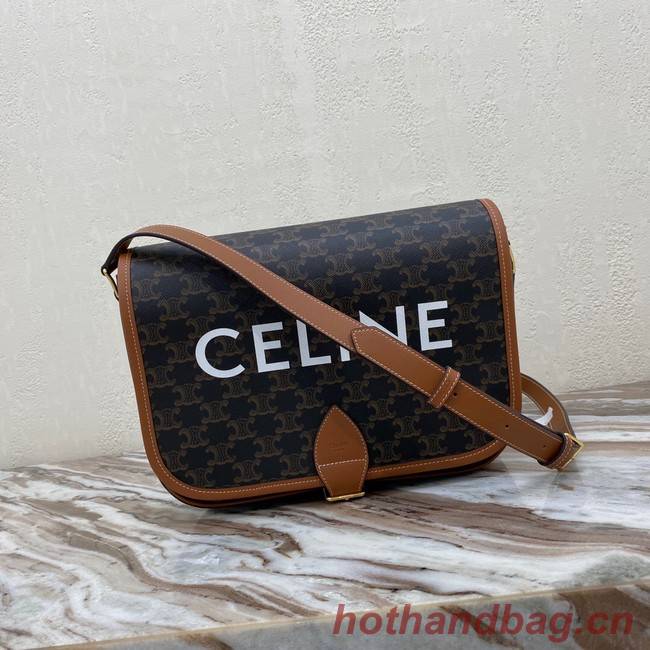 Celine TRIOMPHE SHOULDER BAG IN TRIOMPHE CANVAS AND CALFKSIN 193902 BLACK