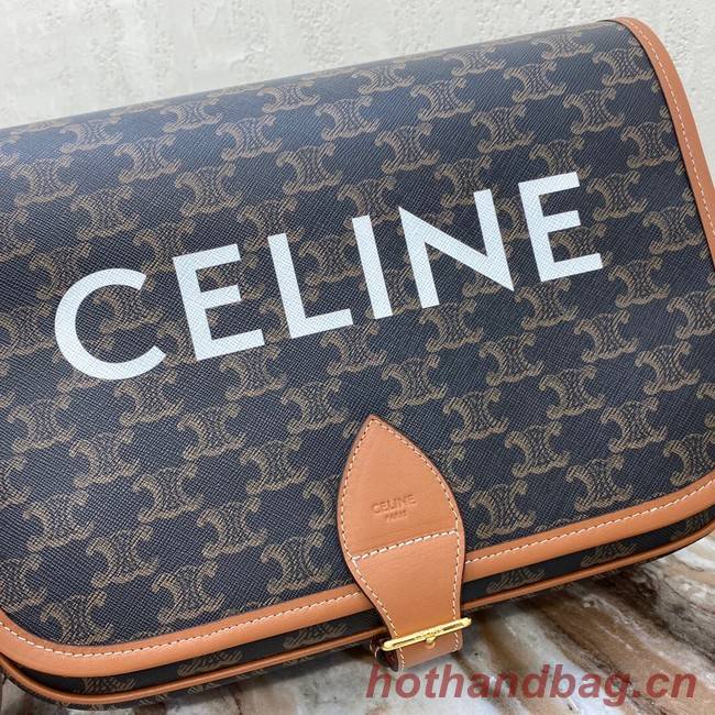 Celine TRIOMPHE SHOULDER BAG IN TRIOMPHE CANVAS AND CALFKSIN 193902 BLACK