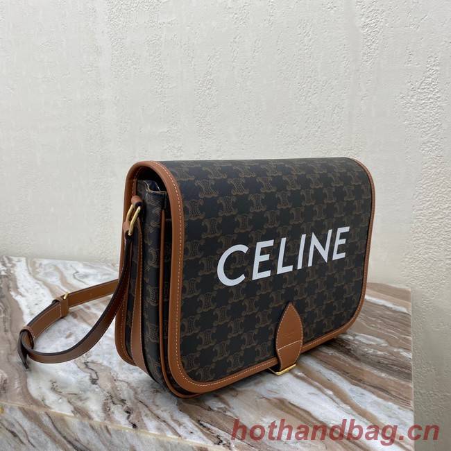 Celine TRIOMPHE SHOULDER BAG IN TRIOMPHE CANVAS AND CALFKSIN 193902 BLACK