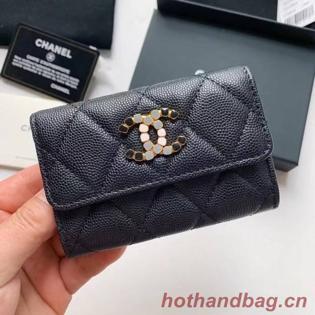 Chanel card holder Calfskin AP2038 black