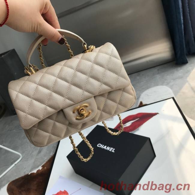 CHANEL mini flap bag with top handle AS2431 Apricot