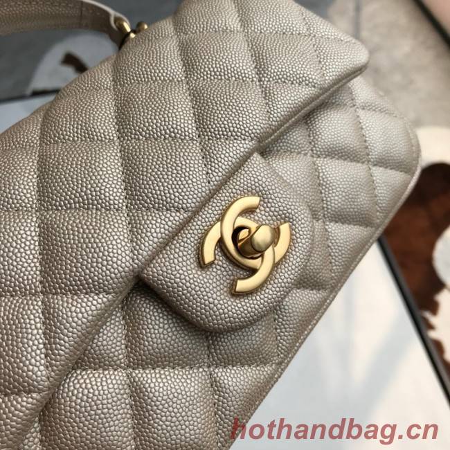 CHANEL mini flap bag with top handle AS2431 Apricot