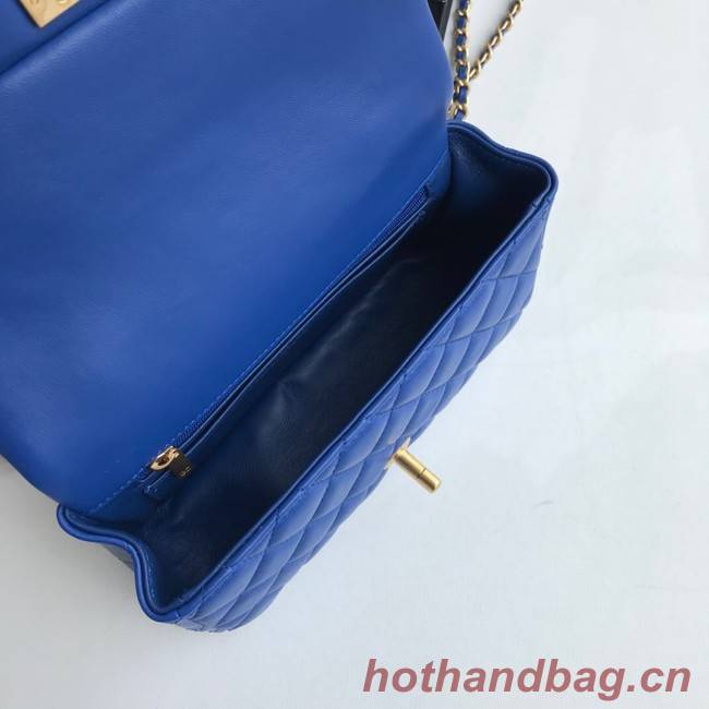 CHANEL mini flap bag with top handle AS2431 blue