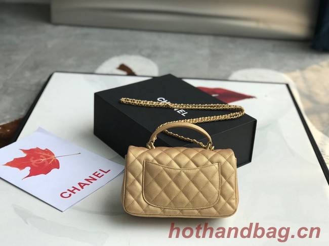 CHANEL mini flap bag with top handle AS2431 gold