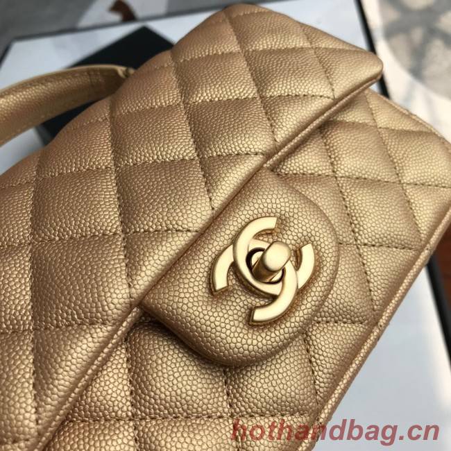 CHANEL mini flap bag with top handle AS2431 gold