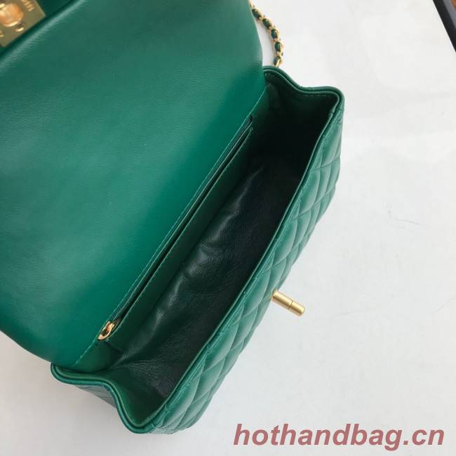 CHANEL mini flap bag with top handle AS2431 green