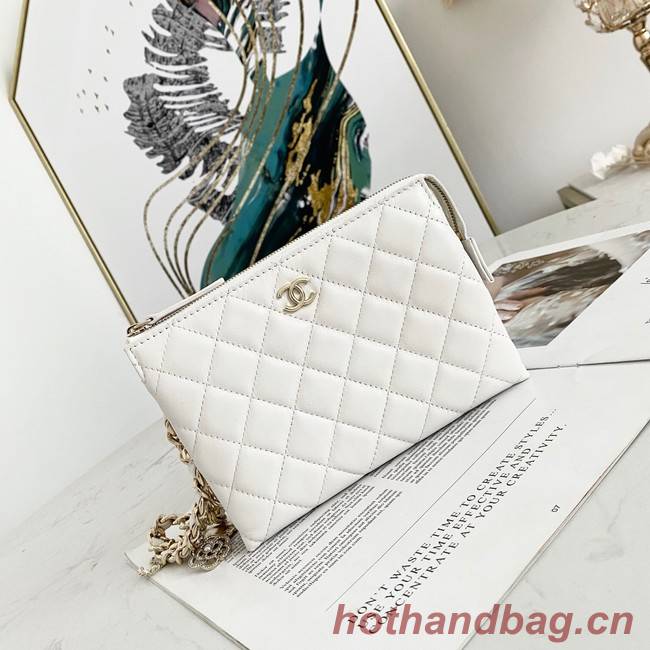 Chanel Grained Calfskin Clutch Bag 81050 white