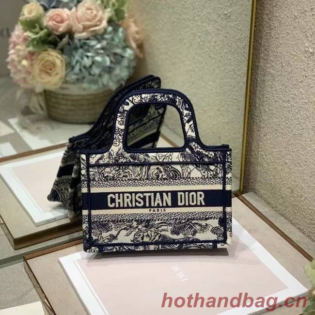 MINI DIOR BOOK TOTE Embroidery S5475Z Blue