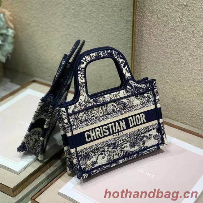 MINI DIOR BOOK TOTE Embroidery S5475Z Blue