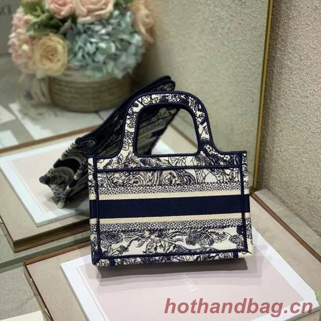 MINI DIOR BOOK TOTE Embroidery S5475Z Blue