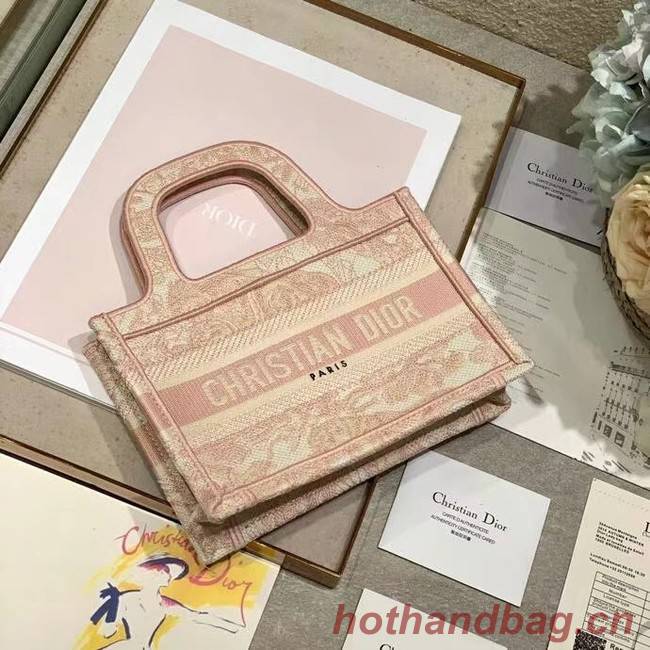 MINI DIOR BOOK TOTE Embroidery S5475Z pink