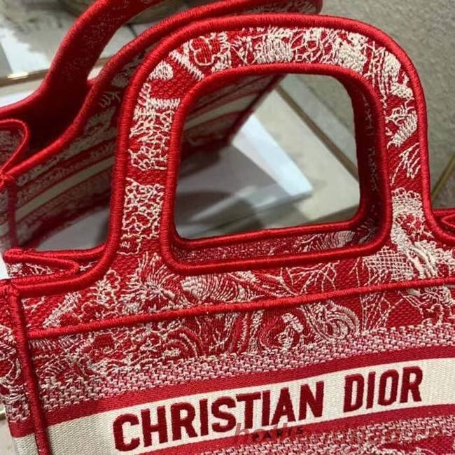 MINI DIOR BOOK TOTE Embroidery S5475Z red