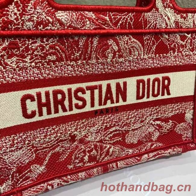 MINI DIOR BOOK TOTE Embroidery S5475Z red