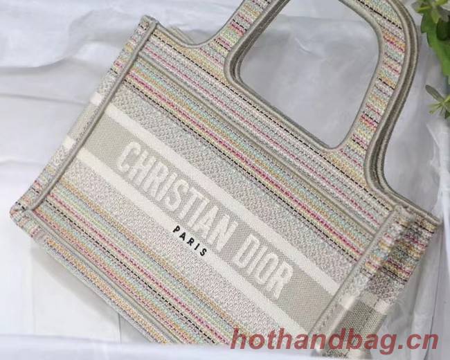 MINI DIOR BOOK TOTE Multicolor Stripes Embroidery S5475Z