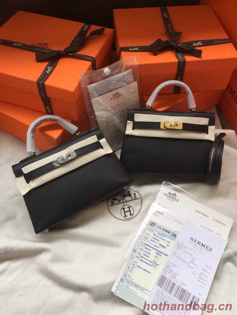 Hermes Kelly 19cm Shoulder Bags Epsom Leather KL19 black