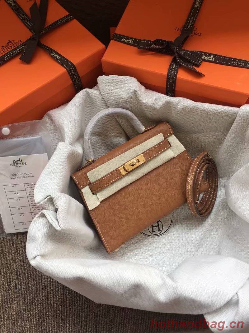 Hermes Kelly 19cm Shoulder Bags Epsom Leather KL19 brown