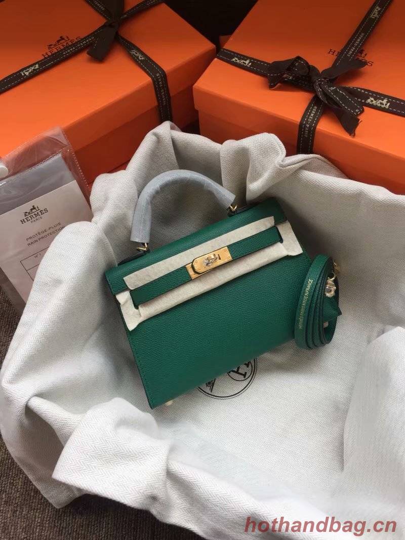 Hermes Kelly 19cm Shoulder Bags Epsom Leather KL19 green