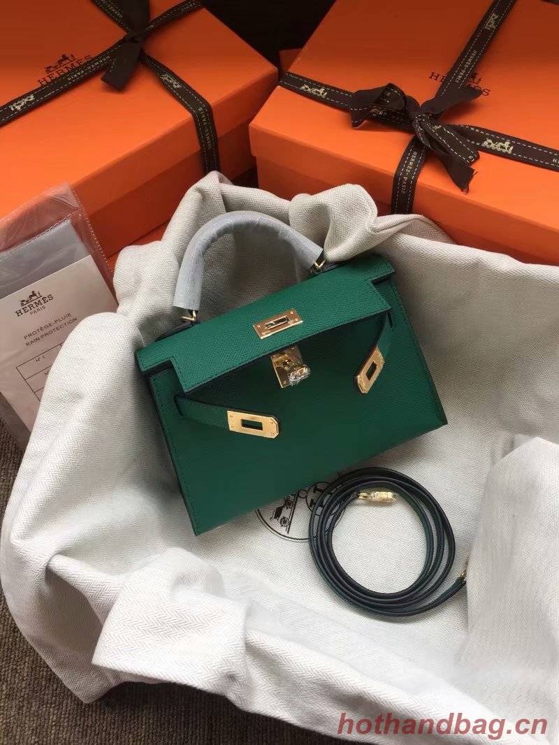 Hermes Kelly 19cm Shoulder Bags Epsom Leather KL19 green