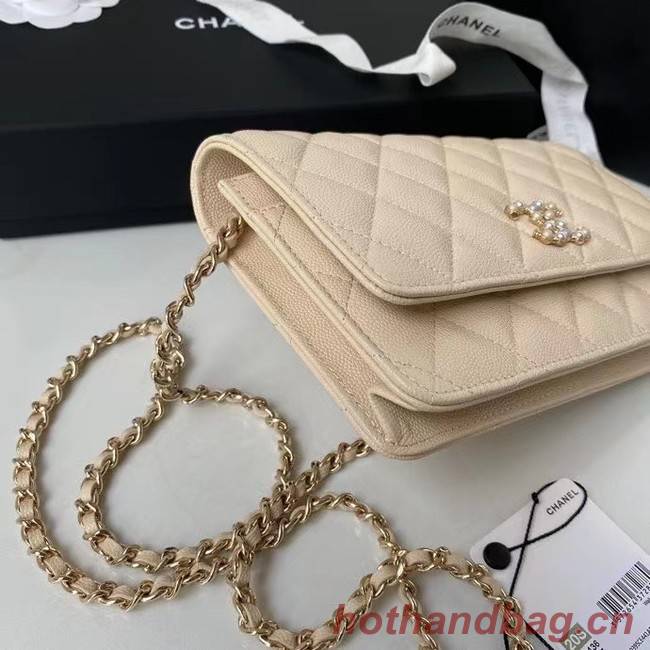 CHANEL mini wallet on chain AP2136 Apricot