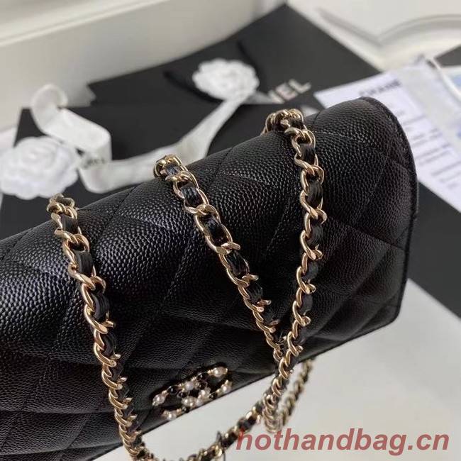 CHANEL mini wallet on chain AP2136 black