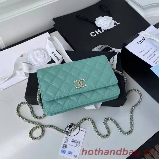 CHANEL mini wallet on chain AP2136 green