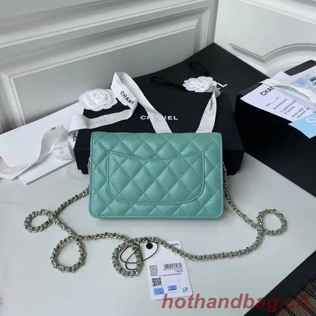 CHANEL mini wallet on chain AP2136 green