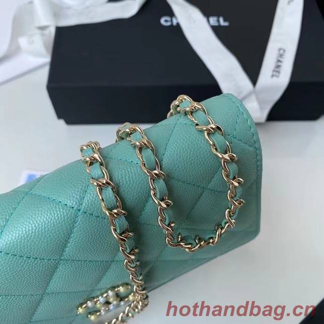 CHANEL mini wallet on chain AP2136 green