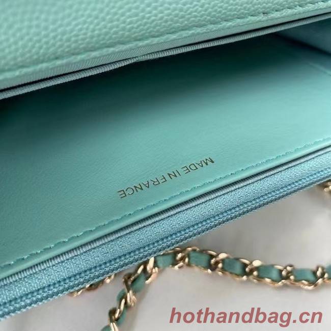 CHANEL mini wallet on chain AP2136 green