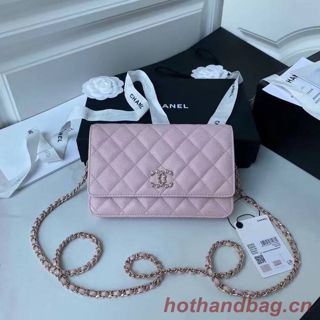 CHANEL mini wallet on chain AP2136 pink