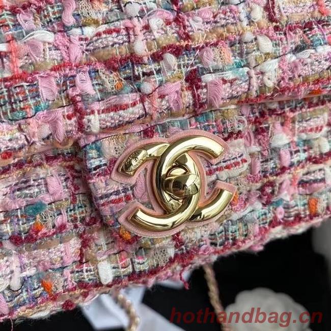 chanel flap bag Tweed 0593 pink