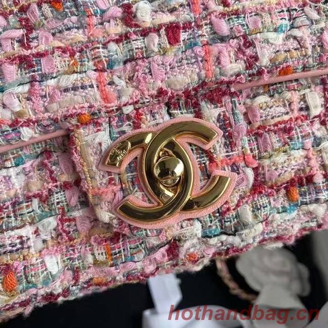 chanel flap bag Tweed 19SS pink