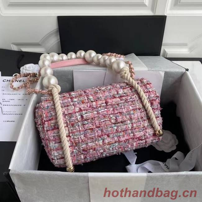 chanel flap bag Tweed 19SS pink