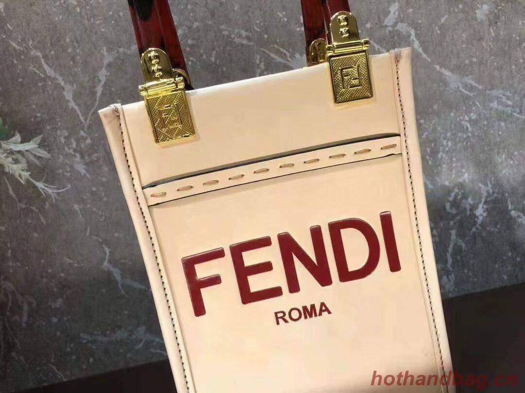 FENDI MINI SUNSHINE SHOPPER leather mini-bag 8BS051ABV Beige