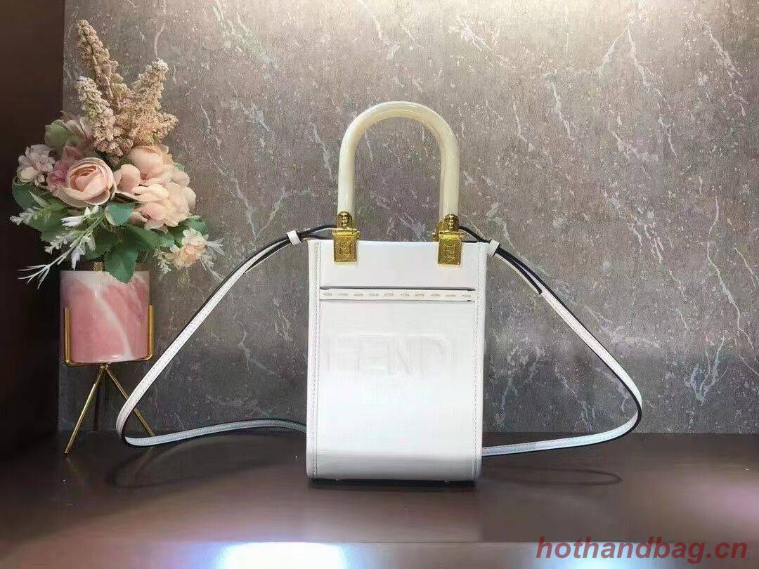 FENDI MINI SUNSHINE SHOPPER leather mini-bag 8BS051ABV beige