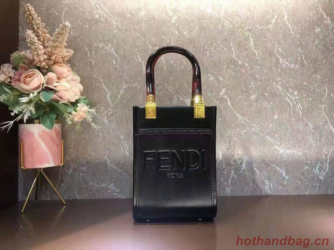 FENDI MINI SUNSHINE SHOPPER leather mini-bag 8BS051ABV black