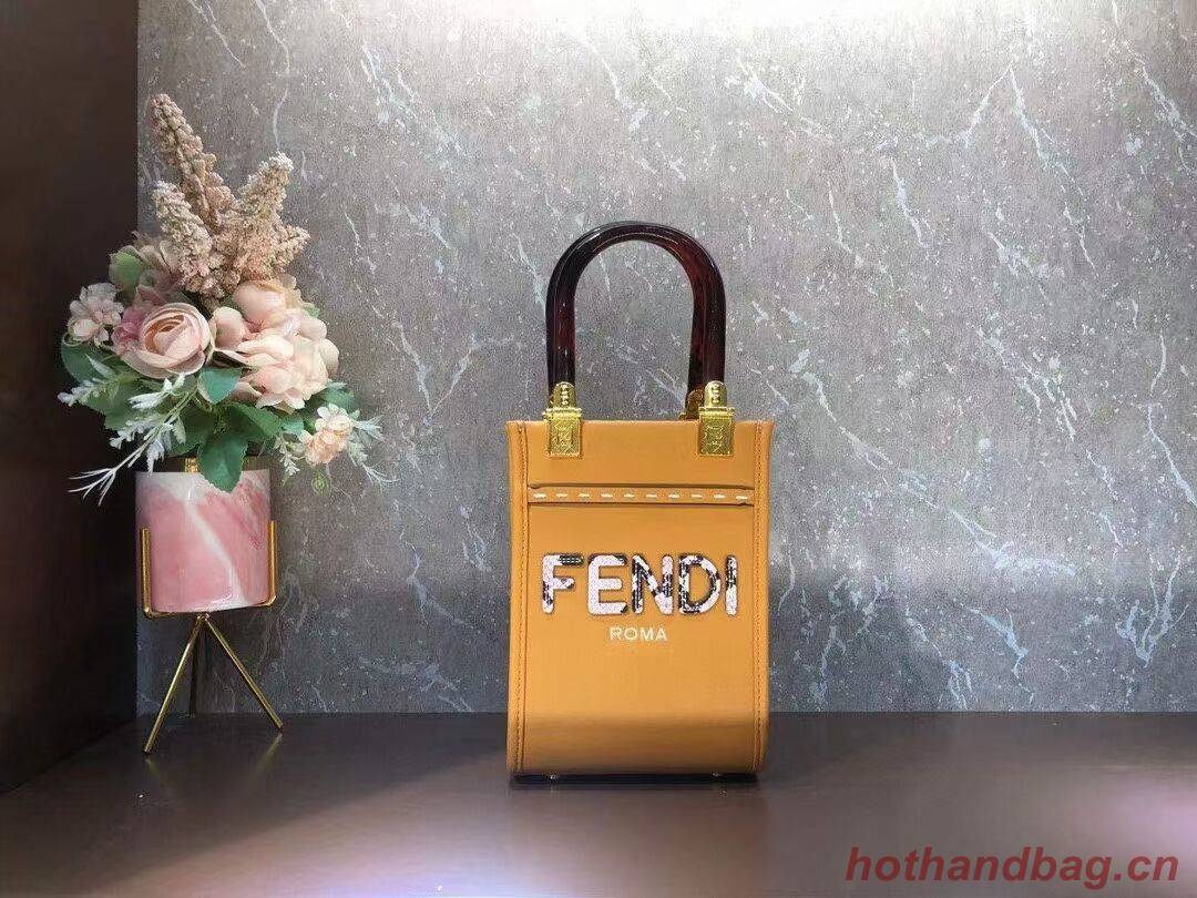 FENDI MINI SUNSHINE SHOPPER leather mini-bag 8BS051ABV orange