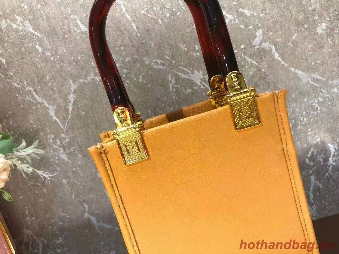 FENDI MINI SUNSHINE SHOPPER leather mini-bag 8BS051ABV orange