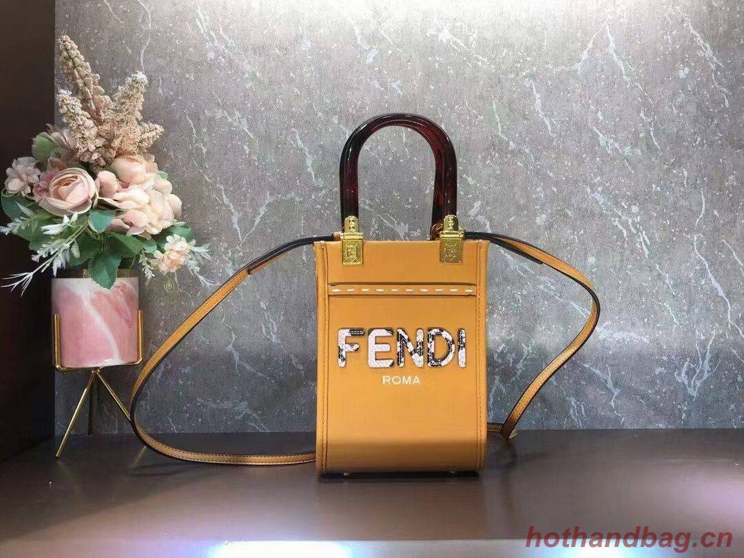 FENDI MINI SUNSHINE SHOPPER leather mini-bag 8BS051ABV orange