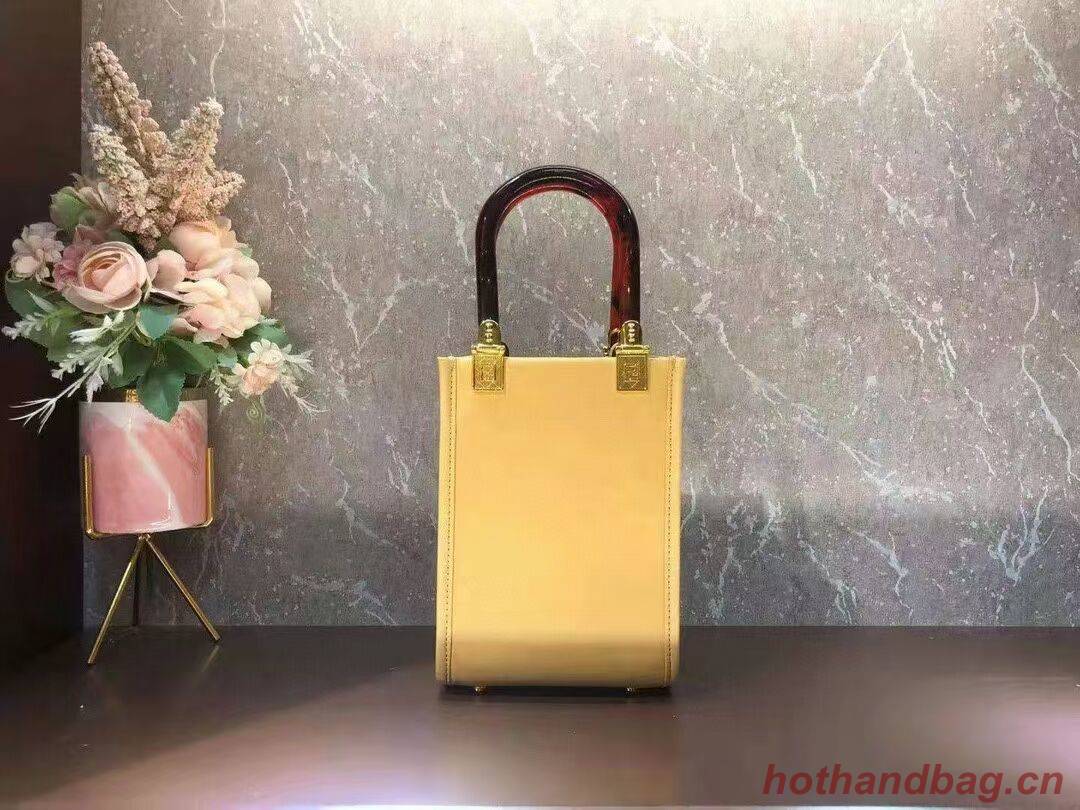 FENDI MINI SUNSHINE SHOPPER leather mini-bag 8BS051ABV yellow