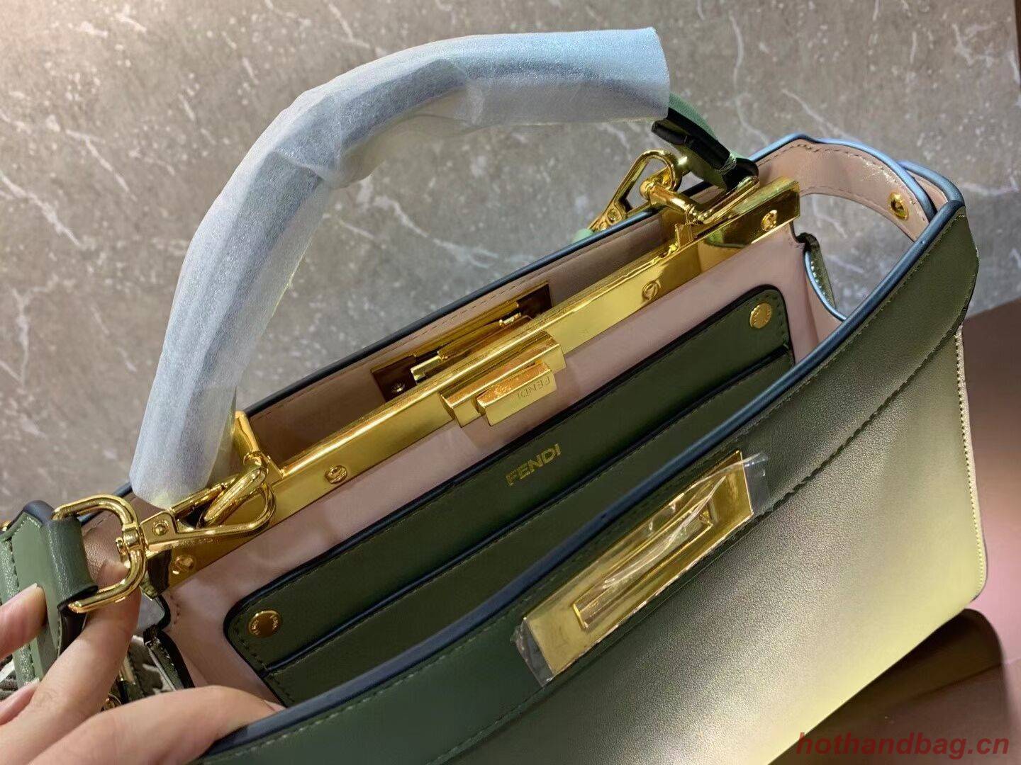 FENDI PEEKABOO ISEEU MEDIUM Green leather bag 8BN321A6