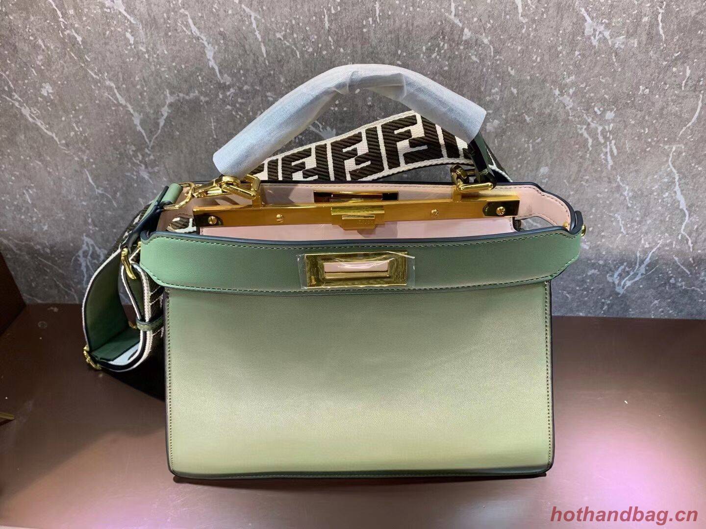 FENDI PEEKABOO ISEEU MEDIUM Green leather bag 8BN321A6