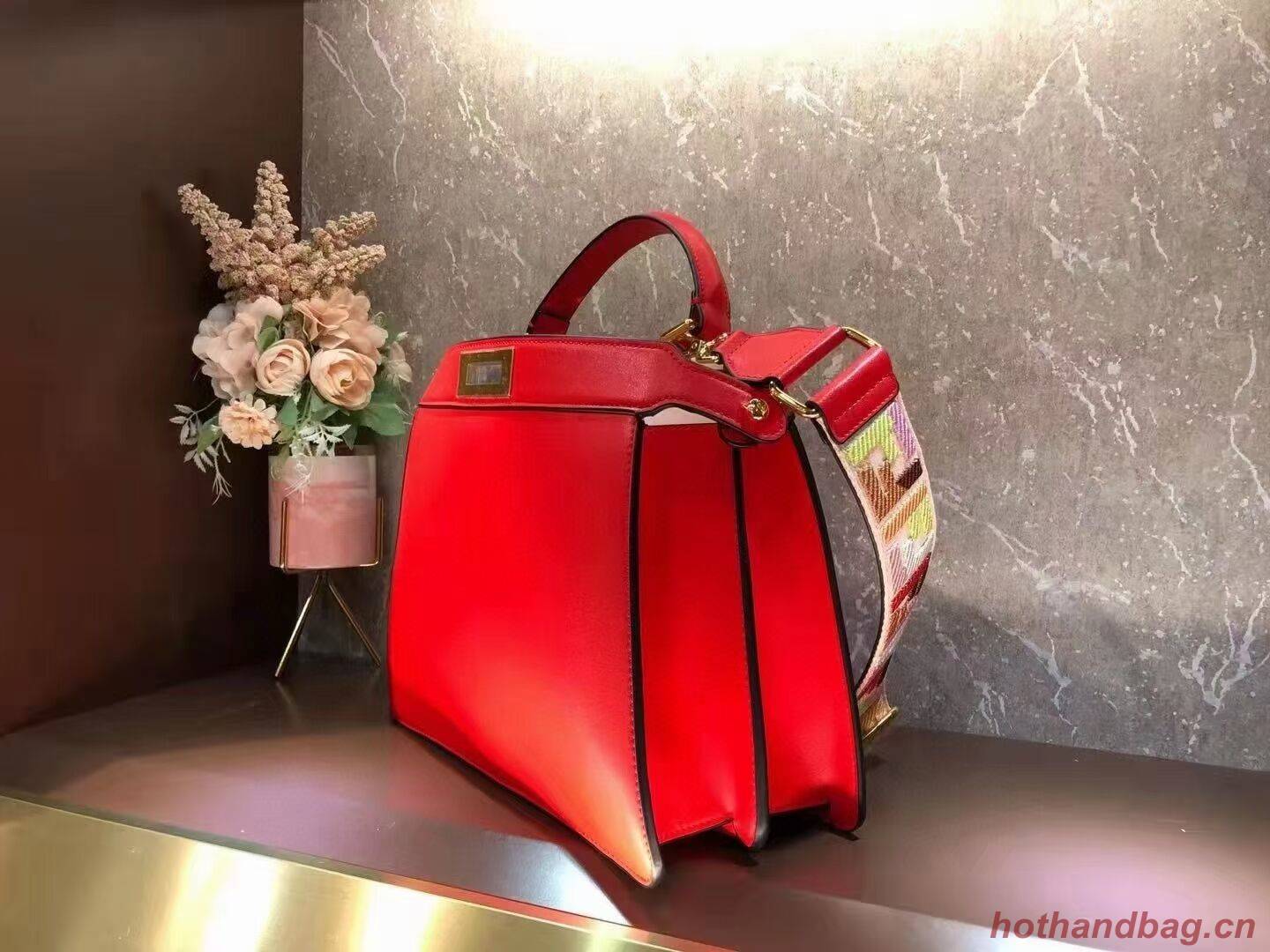 FENDI PEEKABOO ISEEU MEDIUM leather bag 8BN321A6 red